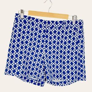 Banana Republic Blue White Geometric Print Shorts Size 4 Coastal Colorful Mod